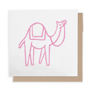 Greeting Card – Camel, Pink | Cute Minimal Desert Theme