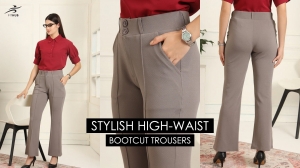 Stylish High-Waist Bootcut Trousers for Women