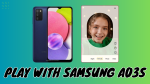 Samsung Galaxy A03s showcasing its elegant design and stunning display.