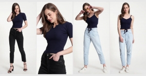 Navy Blue Crop Top For Women