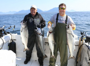 What are the peak salmon and halibut fishing seasons in Vancouver Island BC?