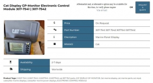 Cat Display GP-Monitor Electronic Control Module 307-7541 | 307-7542