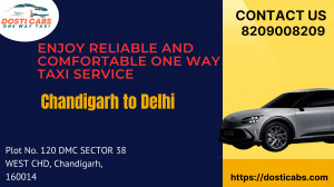 Chandigarh to Delhi One Way Taxi Service