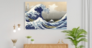 Katsushika Hokusai's Canvas Artwork- A Representation of Water and Waves 