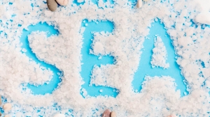 Spa word written with bath salt