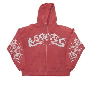 Red Gothic Zip Up Y2K Hoodie