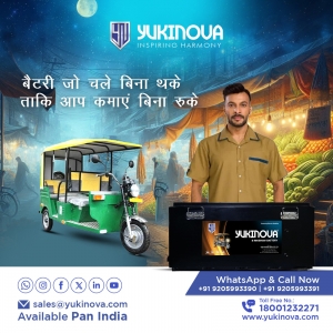 Yukinova: Leading Three Wheeler Battery Manufacturer in India