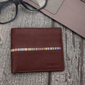 Pure Leather Wallet for Men by Hiroshi – Wine Bi-Fold Collection