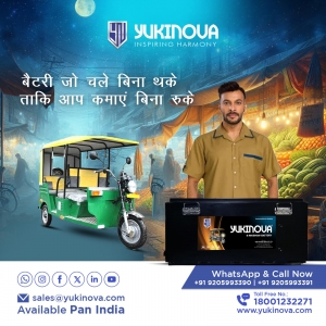 Yukinova: Trusted Lithium-ion Three Wheeler Battery Manufacturer for Sustainable E-Mobility