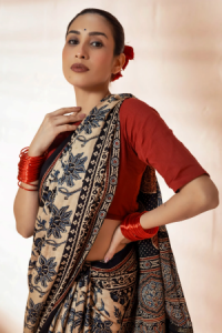 Ajrakh Pure Silk Sarees