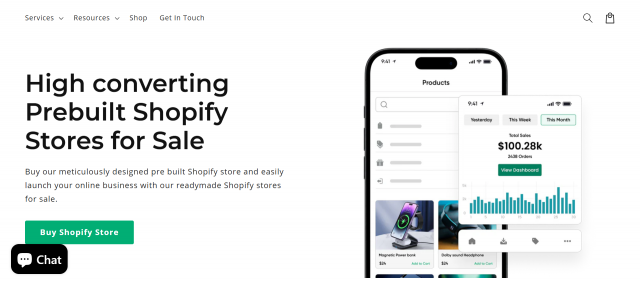 shopify store pre built