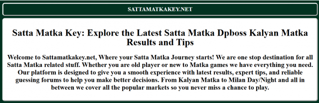 Key Satta Matka