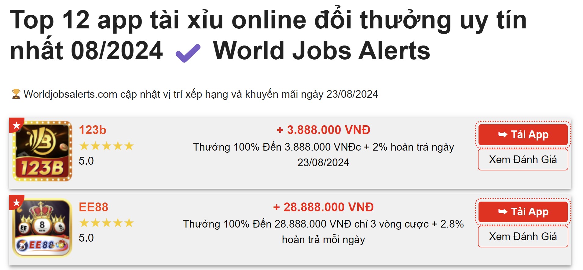 Online World Jobs Tài Xỉu 