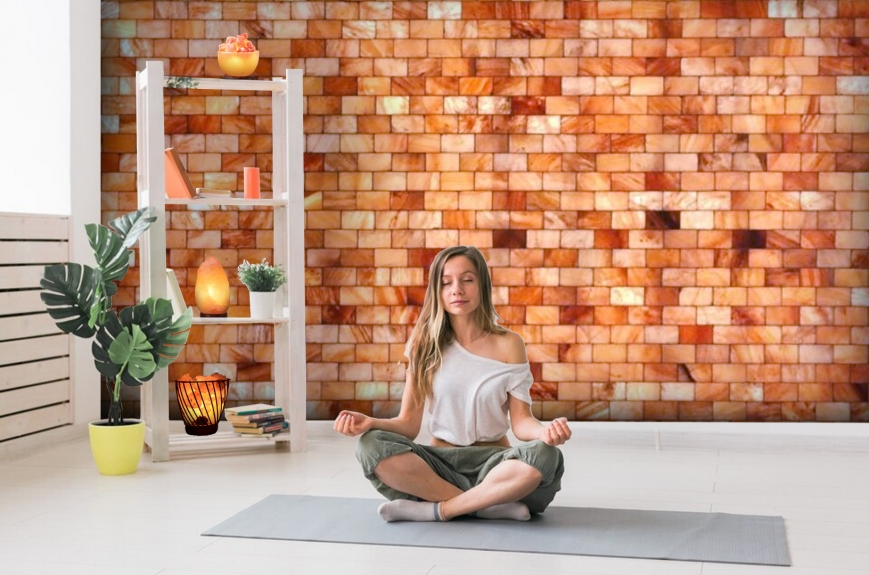 Creative Uses of Pink Salt Lamp and Salt Tiles Wall