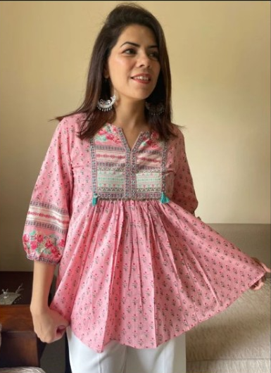 Buy Latest Fashion Collection of Pink Cotton Tops for Women From Jaipur Morni