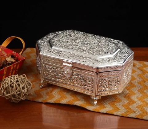 Explore Beautiful Pure Silver Dry Fruit Boxes for Gifts From Code Silver