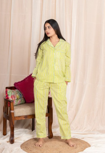 Shop Comfortable & Stylish Green Dharni Night Suit for Women Today
