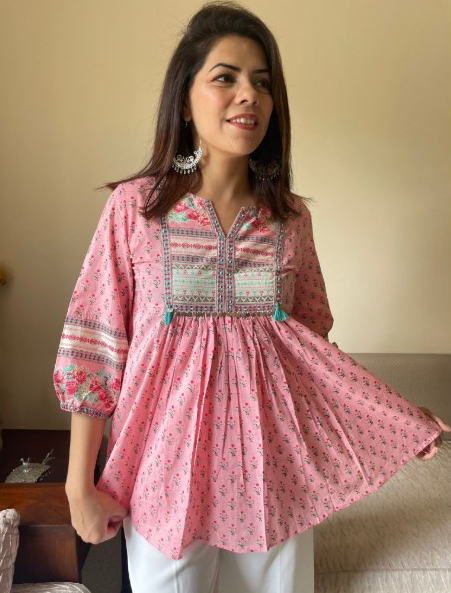 Explore Trendy Floral Printed Cotton Kurtis for a Modern Look from Jaipur Morni