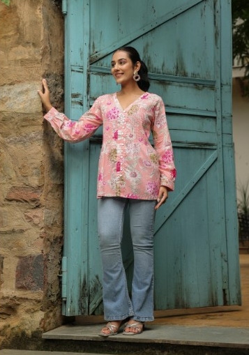 Explore Stunning Pink Ethnic Top for a Perfect Blend of Grace and Comfort from Jaipur Morni