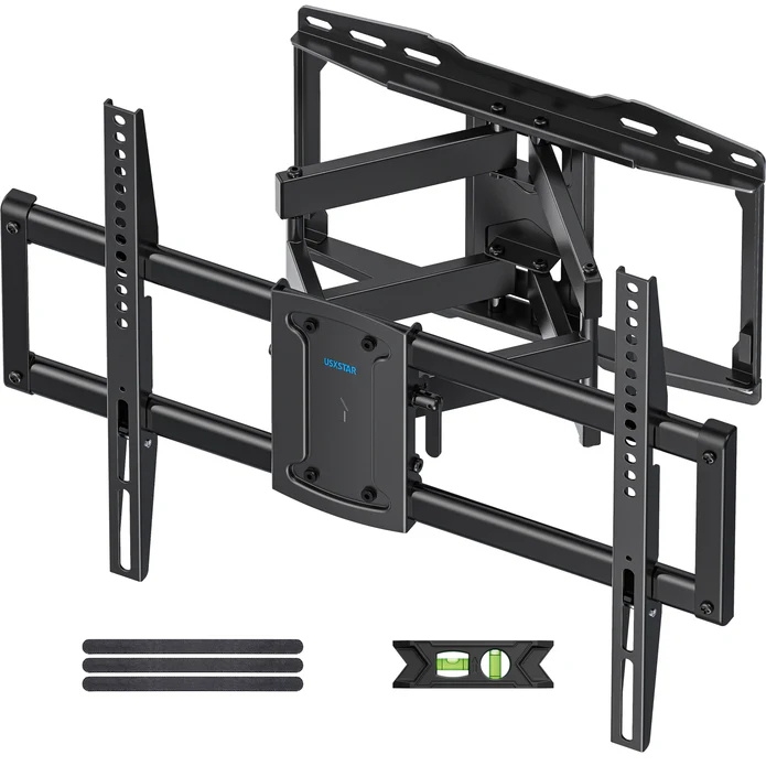 Full Motion TV Wall Mount for 37-86 Inch TVs, Low Profile, Fits 8, 12, 16 Studs, Max VESA 600x400mm, Hold TV up to 132lbs