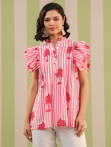 Get Compliments This Rakhi in a Stylish Printed Cotton Summer Top Design